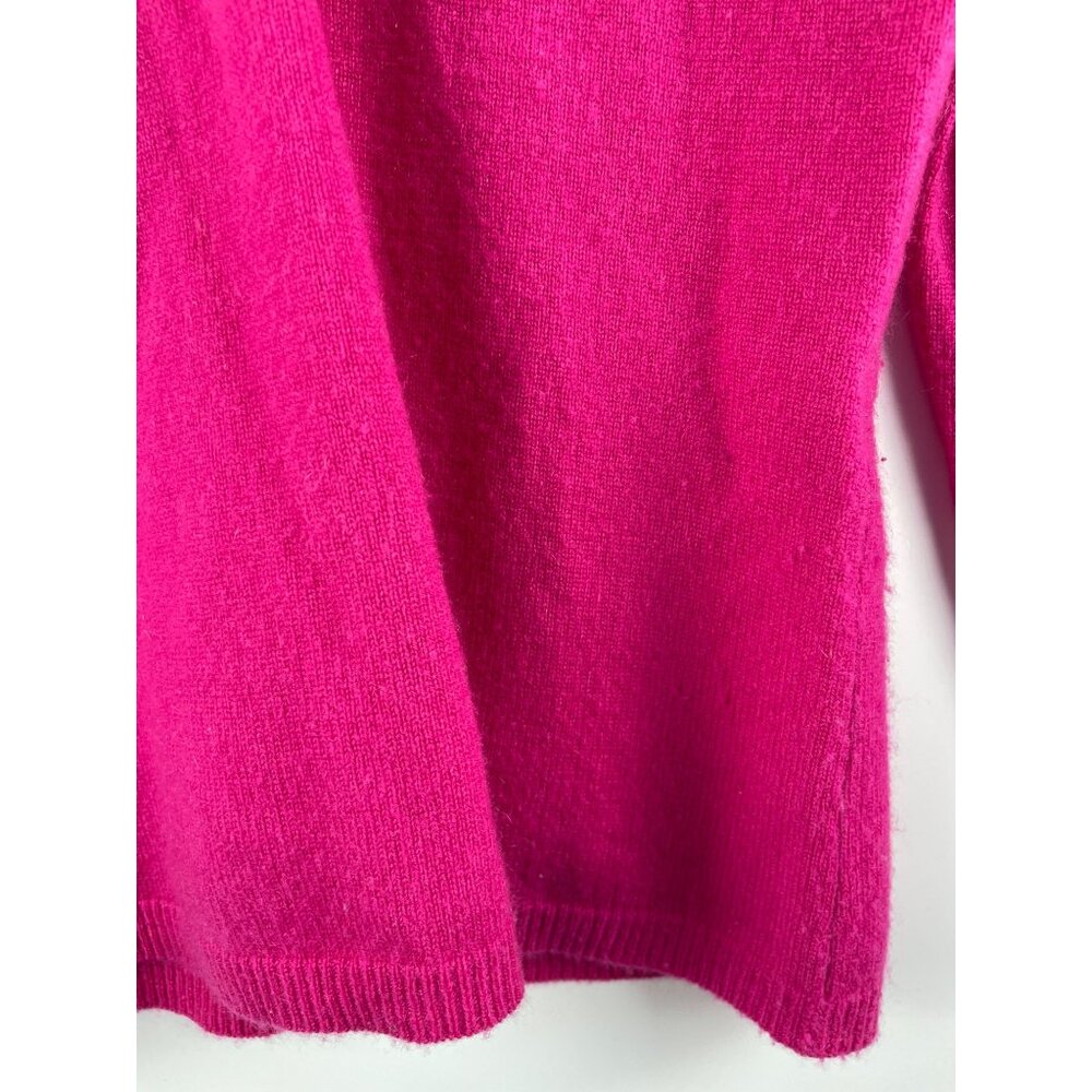 Talbot's Women's Small 100% Cashmere Vintage V-Neck Pullover Sweater Barbie Pink - Picture 5 of 11